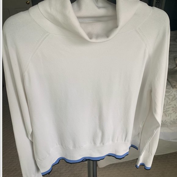 Aritzia White Scoop Turtleneck with Blue stripe - Picture 6 of 7